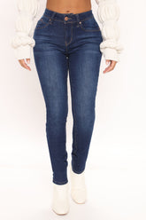 Recycled Mid Rise Butt Lifter Skinny Jeans - Dark Wash Ins Street